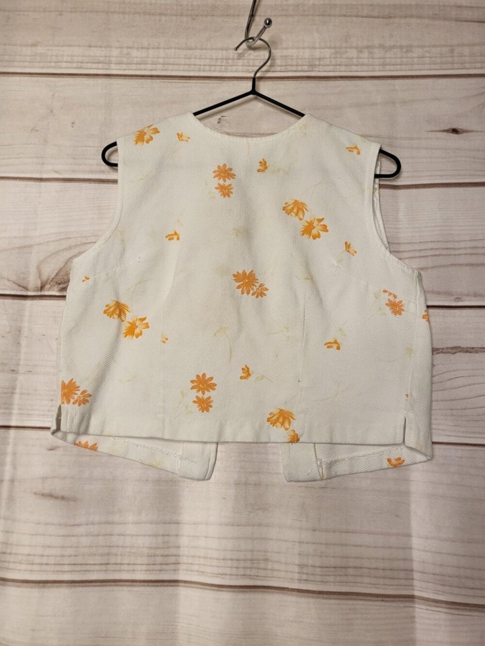 Akimbo Women's Ivory Orange Floral 100% Cotton Sleeveless Crop Top